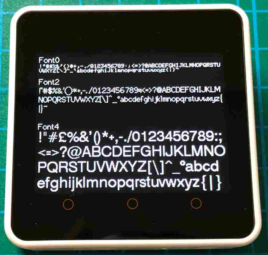 lovyanGFXで液晶表示ASCII文字 CORE2