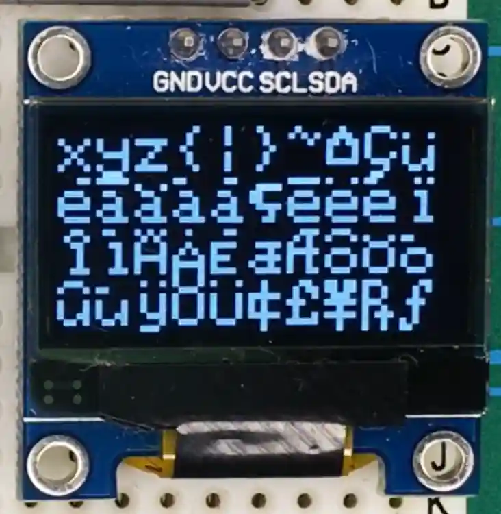 ラズパイPicoでSSD1306 CircuitPython 文字一覧