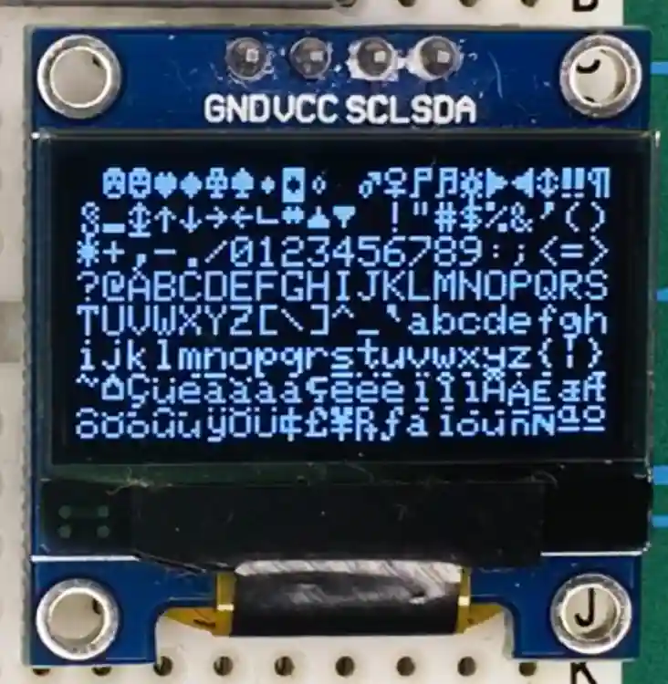 ラズパイPicoでSSD1306 CircuitPython 文字一覧