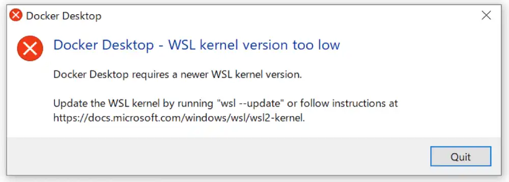 docker起動時エラーWSL2の対処方法