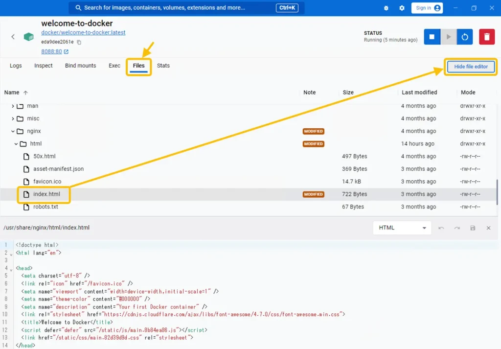 dockerコンテナの詳細操作