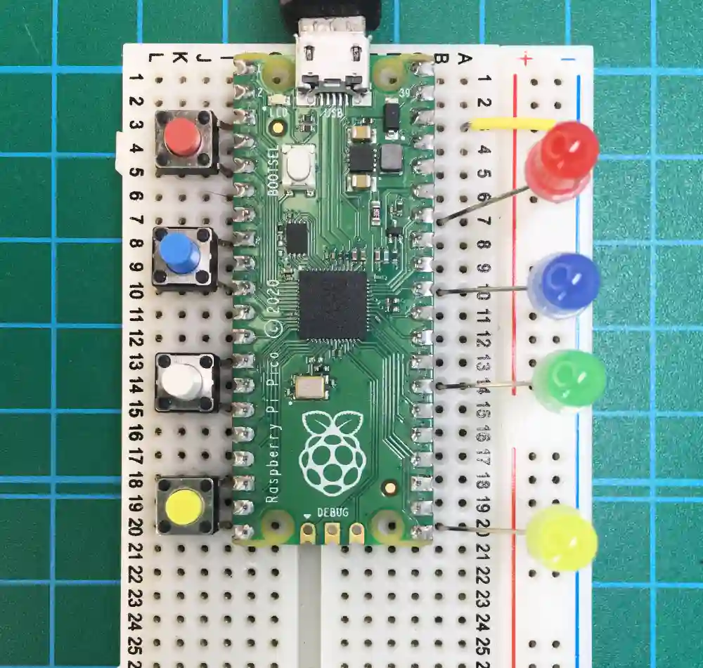 ラズパイPicoシーケンサ動作確認、配線