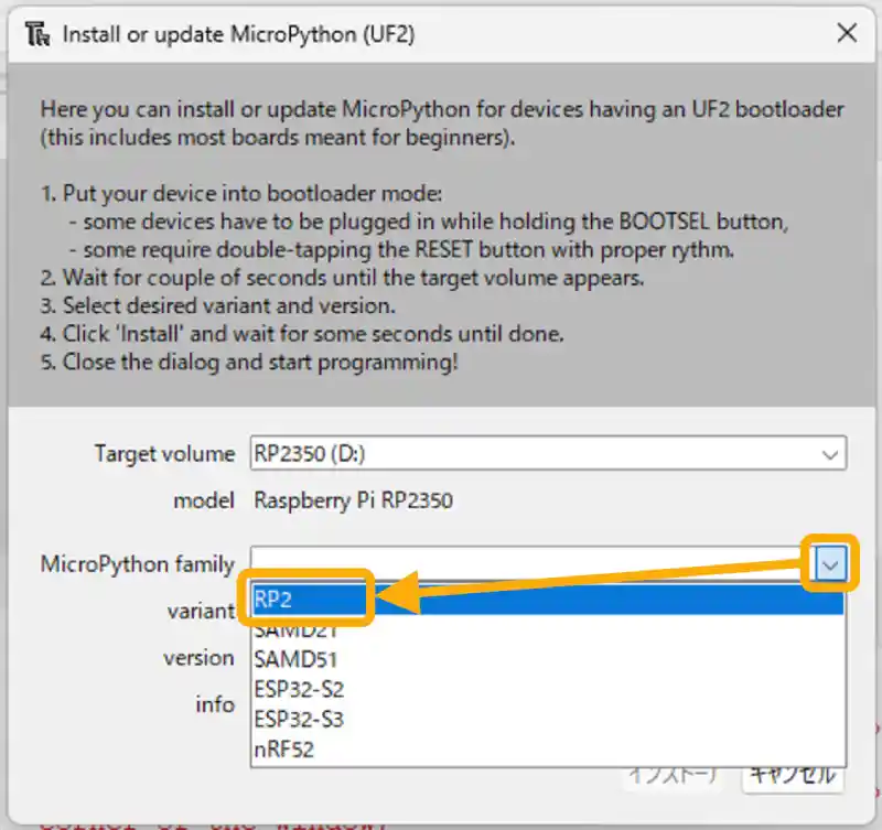 ThonnyでRaspberry Pi Pico2の初期設定