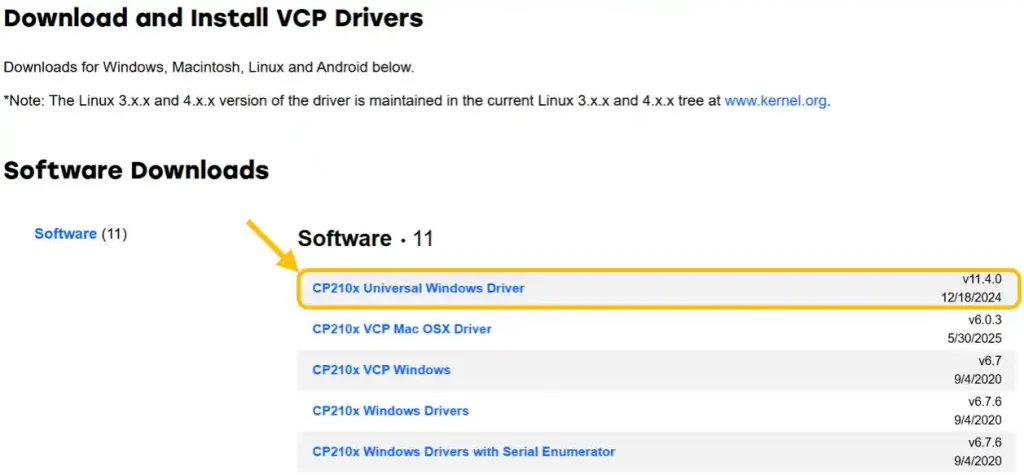 CP210x USB Driver インストール