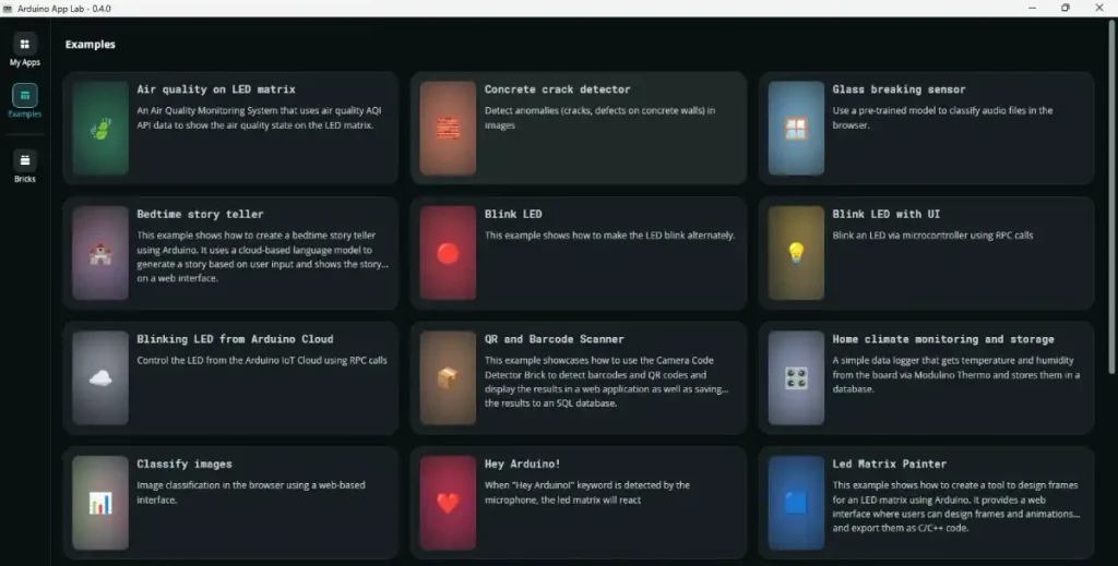 Arduino App Lab初期画面