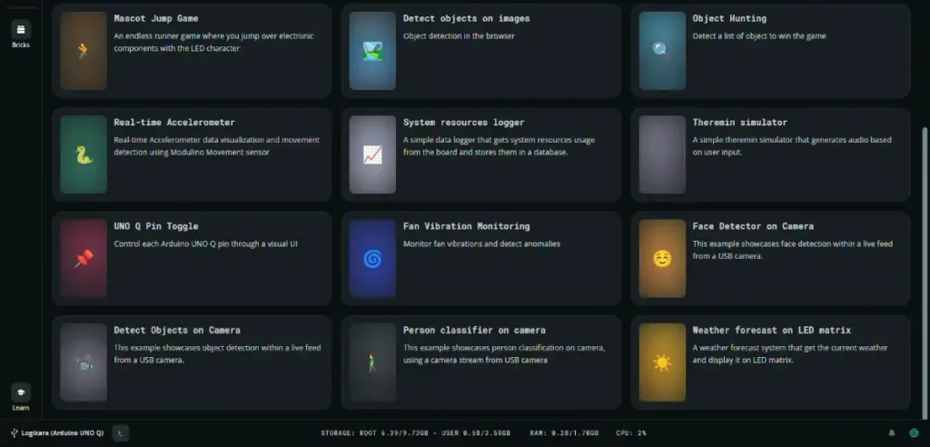 Arduino App Lab初期画面
