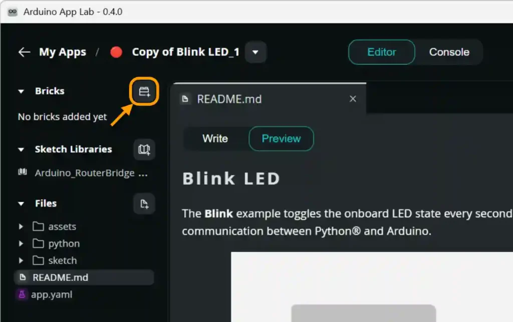 Arduino App Lab Bricksの追加方法