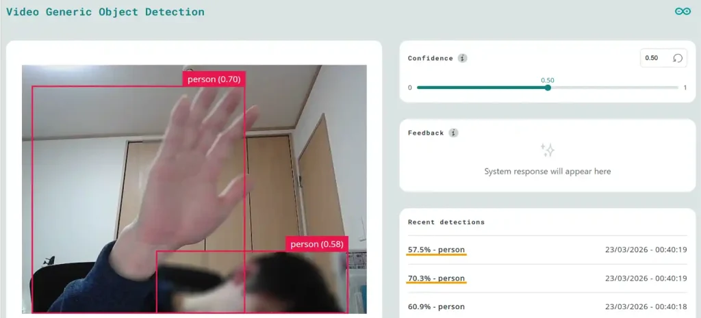 Arduino App Lab AI画像認識アプリ動作確認