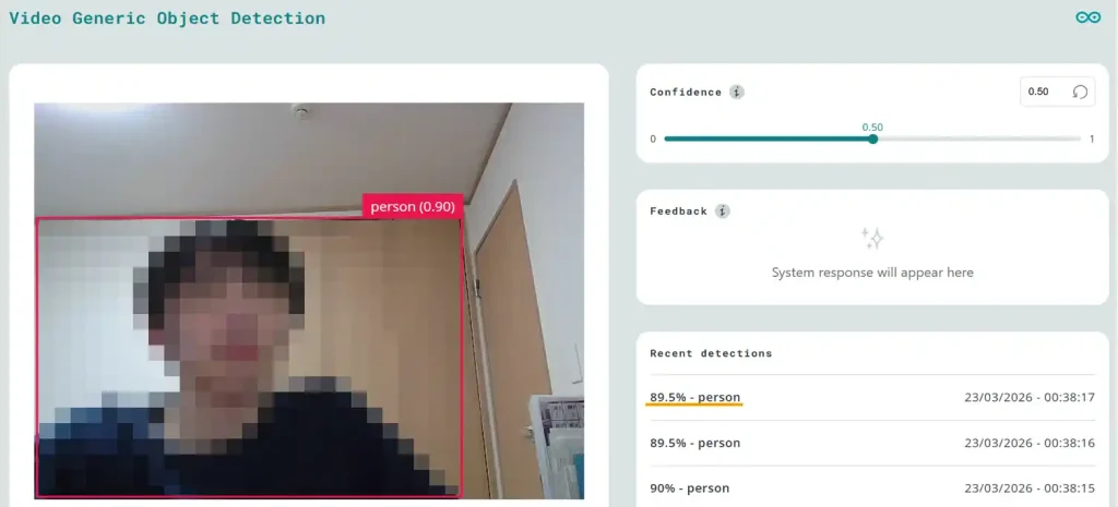 Arduino App Lab AI画像認識アプリ動作確認