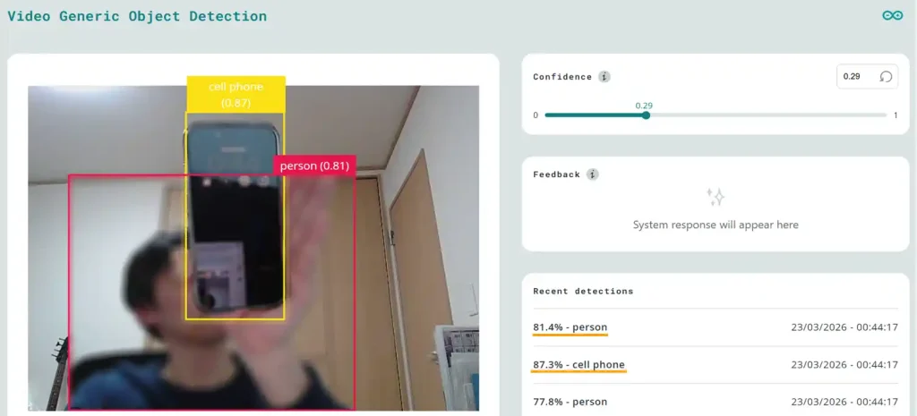 Arduino App Lab AI画像認識アプリ動作確認