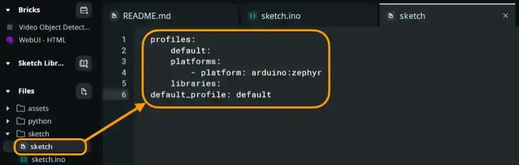 Arduino App Lab スケッチ設定ファイルの追加